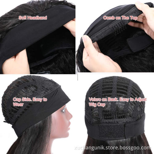 Uniky 30 Inch High Quality Virgin Remy Human Hair Wig Kinky Straight Yaki Full Lace Braided Natural Wigs for Women